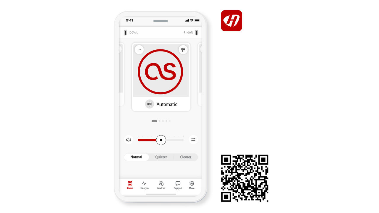 HANSATON QR Kodlu stream remote uygulaması ana ekranı.